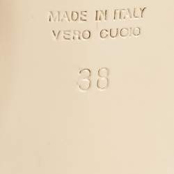 Pre Owned Fendi Beige Mesh Crystal Embellished Colibri Mules Size 38