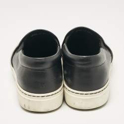 مملوكة مسبقًا Fendi Black Leather Monster Slip On Sneakers 38.5