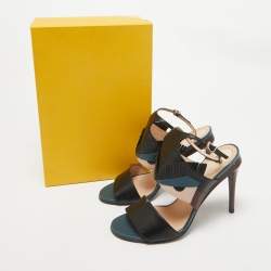 Pre Owned Fendi Multicolor Lizard Embossed and Leather Monster Bug Ankle Strap Sandals Size 39