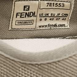Pre Owned Fendi Grey FF Canvas Domino Lace Up Sneakers Size 42