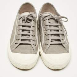 Pre Owned Fendi Grey FF Canvas Domino Lace Up Sneakers Size 42