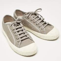 Pre Owned Fendi Grey FF Canvas Domino Lace Up Sneakers Size 42