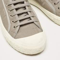 Pre Owned Fendi Grey FF Canvas Domino Lace Up Sneakers Size 42