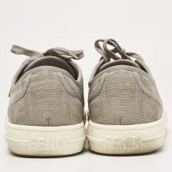 Pre Owned Fendi Grey FF Canvas Domino Lace Up Sneakers Size 42