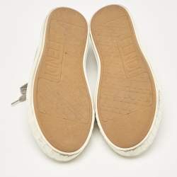 Pre Owned Fendi Grey FF Canvas Domino Lace Up Sneakers Size 42