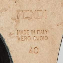 Fendi Brown Patent Leather and Suede Fendista Platform Wedge Sandals Size 40