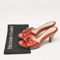 Fendi Red Patent Leather Platform Slide Sandals Size 37.5 
