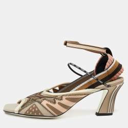 Fendi Multicolor Technical Mesh Patchwork FFreedom Sandals Size 40