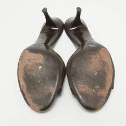 Pre Owned Fendi Brown Zucca Canvas Slide Sandals Size 41