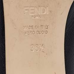 Fendi Black Leather F Logo Open Toe Mules Size 36.5