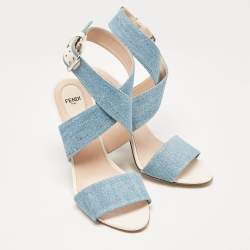 Fendi Blue Denim Ankle Strap Sandals Size 40