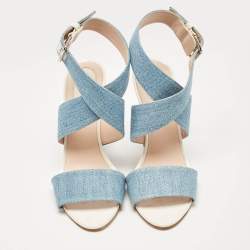 Fendi Blue Denim Ankle Strap Sandals Size 40