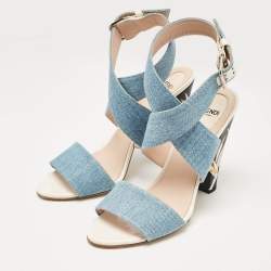 Fendi Blue Denim Ankle Strap Sandals Size 40