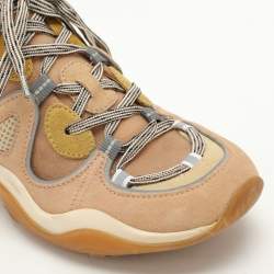 Fendi Beige Mesh and Suede FFluid Low Top Sneakers Size 39