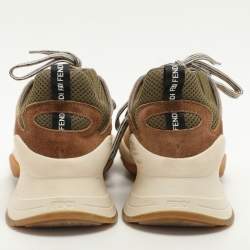 Fendi Beige Mesh and Suede FFluid Low Top Sneakers Size 39
