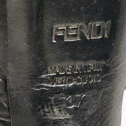 Fendi Black Croc Embossed Leather Peep Toe Sandals Size 37
