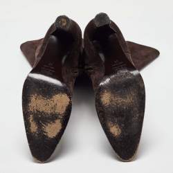 مملوكة مسبقًا Fendi Dark Brown Suede Knee Length Boots Size 38