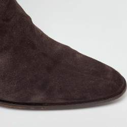 مملوكة مسبقًا Fendi Dark Brown Suede Knee Length Boots Size 38