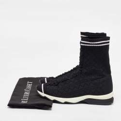 مملوكة مسبقًا Fendi Black Knit Fabric Sock High Top Slip on Sneakers Size 38
