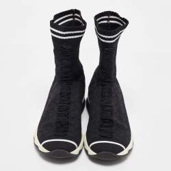 مملوكة مسبقًا Fendi Black Knit Fabric Sock High Top Slip on Sneakers Size 38