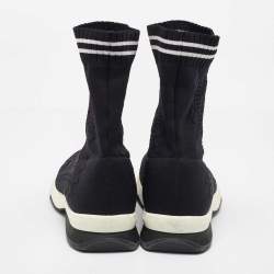 مملوكة مسبقًا Fendi Black Knit Fabric Sock High Top Slip on Sneakers Size 38