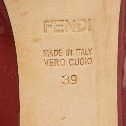 Pre Owned Fendi Rust Brown Patent Leather Zucca Heel Platform Pumps Size 39
