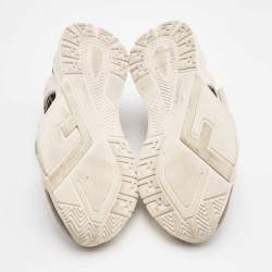 مملوكة مسبقًا Fendi Multicolor Leather and Canvas Flow Low Top Sneakers Size 38