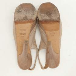 Fendi Light Beige Python Embossed Leather Fendista Platform Pumps Size 37.5