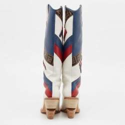  Fendi X FILA Multicolor Leather Mania FF 1974 Knee Length Boots Size 39