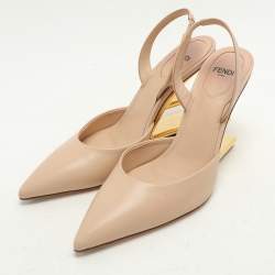 مملوكة مسبقًا Fendi Beige Leather Fendi First Slingback Pumps Size 36