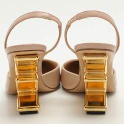 مملوكة مسبقًا Fendi Beige Leather Fendi First Slingback Pumps Size 36