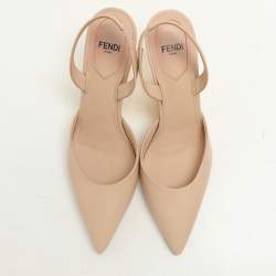 مملوكة مسبقًا Fendi Beige Leather Fendi First Slingback Pumps Size 36