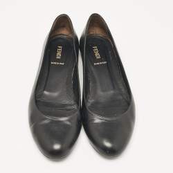 Fendi Black Leather Ballet Flats Size 38.5