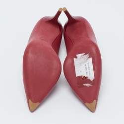 Pre Owned Fendi Burgundy Leather Pointed Toe Pumps Size 40