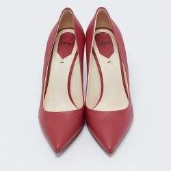 Pre Owned Fendi Burgundy Leather Pointed Toe Pumps Size 40