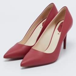 Pre Owned Fendi Burgundy Leather Pointed Toe Pumps Size 40