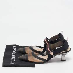 Pre Owned Fendi Black/Brown Zucca Mesh and Leather Colibri Pumps Size 40
