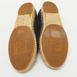 Fendi Navy Blue/Grey Denim and Patent Leather Junia Cap Toe Espadrille Flats Size 38