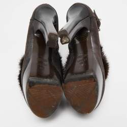 Fendi Brown Fur and Suede Fendista Ankle Length Boots Size 38