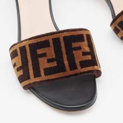 Fendi Two Tone Zucca Velvet Slide Sandals Size 39