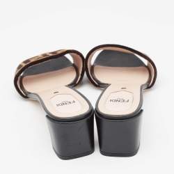 Fendi Two Tone Zucca Velvet Slide Sandals Size 39