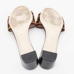 Fendi Two Tone Zucca Velvet Slide Sandals Size 39