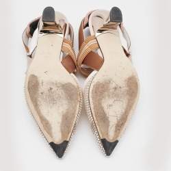 Pre Owned Fendi Multicolor Fabric and Mesh Crystal Embellished Colibri Pumps Size 36