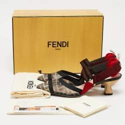 Pre Owned Fendi Multicolor Zucca Mesh and Fabric Colibri Pumps Size 37.5