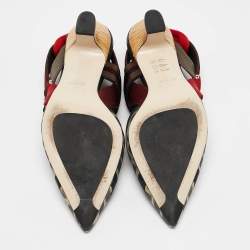 Pre Owned Fendi Multicolor Zucca Mesh and Fabric Colibri Pumps Size 37.5