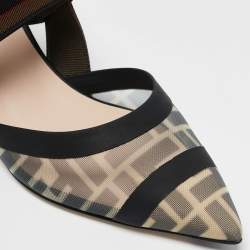 Pre Owned Fendi Multicolor Zucca Mesh and Fabric Colibri Pumps Size 37.5
