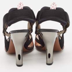 Pre Owned Fendi Black/Brown Zucca Mesh and Fabric Colibri Pumps Size 38