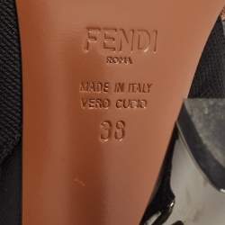 Pre Owned Fendi Black/Brown Zucca Mesh and Fabric Colibri Pumps Size 38