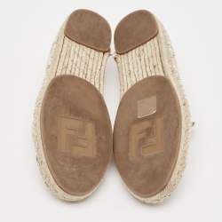 Fendi Multicolor Canvas and Leather Cap Toe Espadrille Flats Size 38