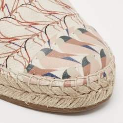 Fendi Multicolor Canvas and Leather Cap Toe Espadrille Flats Size 38